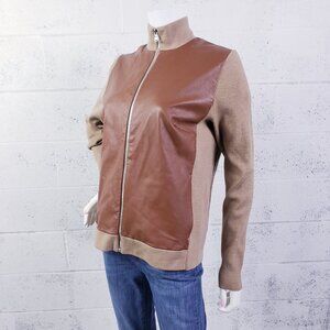 Polo Golf By Ralph Lauren $798 Womens Large Zip-Up Knit Jacket Lambskin Panels